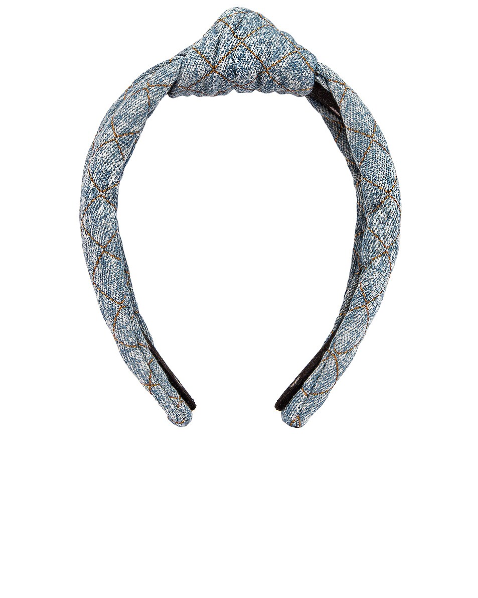 Image 1 of Lele Sadoughi Quilted Knotted Headband in Light Blue