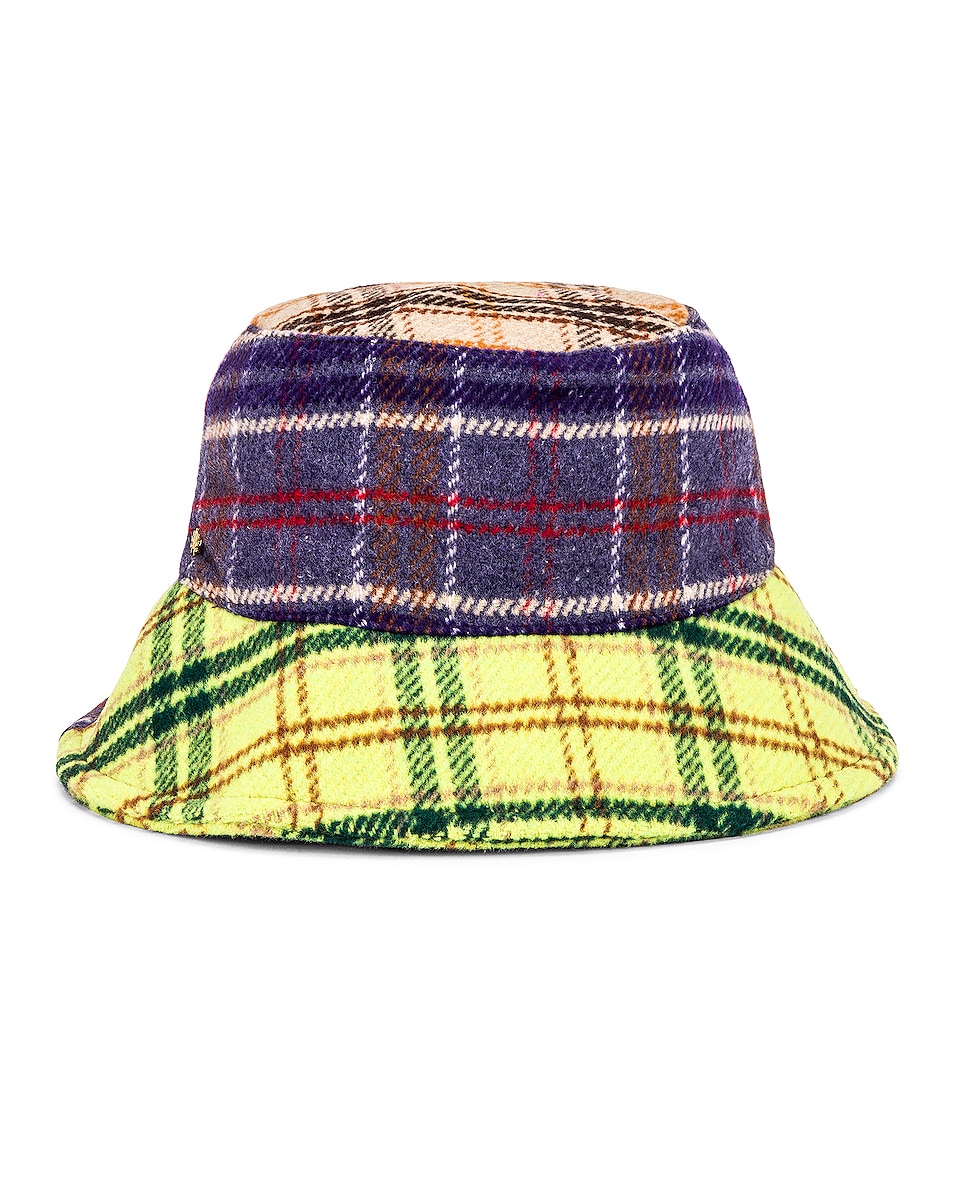 Image 1 of Lele Sadoughi Patchwork Flannel Bucket Hat in Multi Plaid