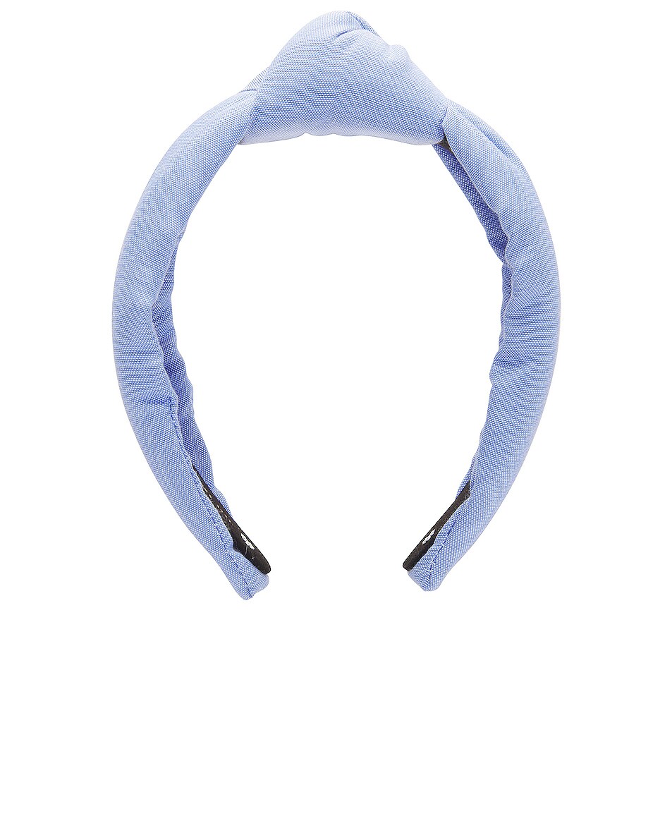 Image 1 of Lele Sadoughi Oxford Cotton Knotted Headband in Cloud Blue