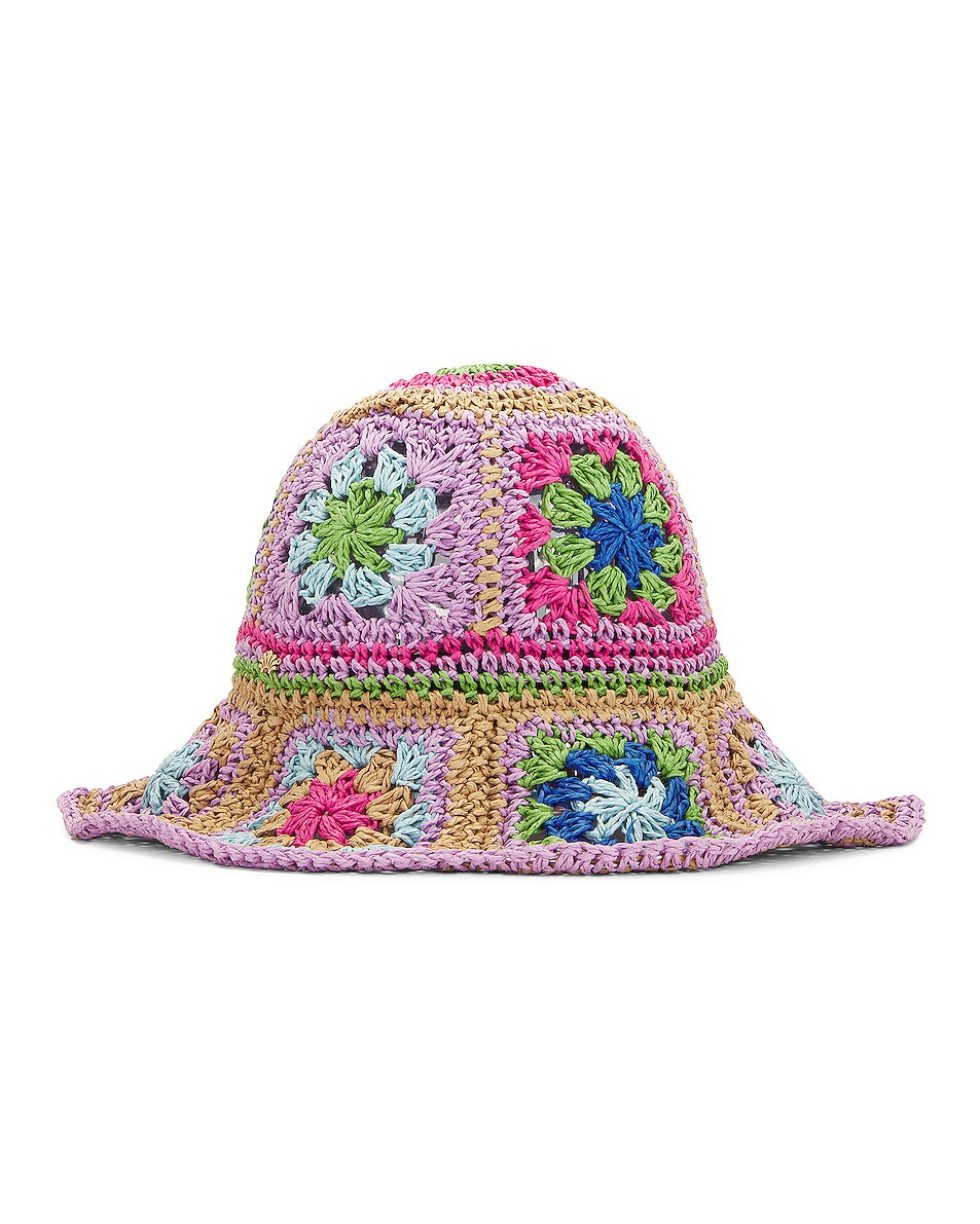 Image 1 of Lele Sadoughi Crochet Bucket Hat in Rainbow Crochet