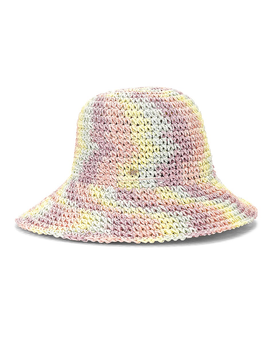 Image 1 of Lele Sadoughi Raffia Rainbow Bucket Hat in Pastel Playa