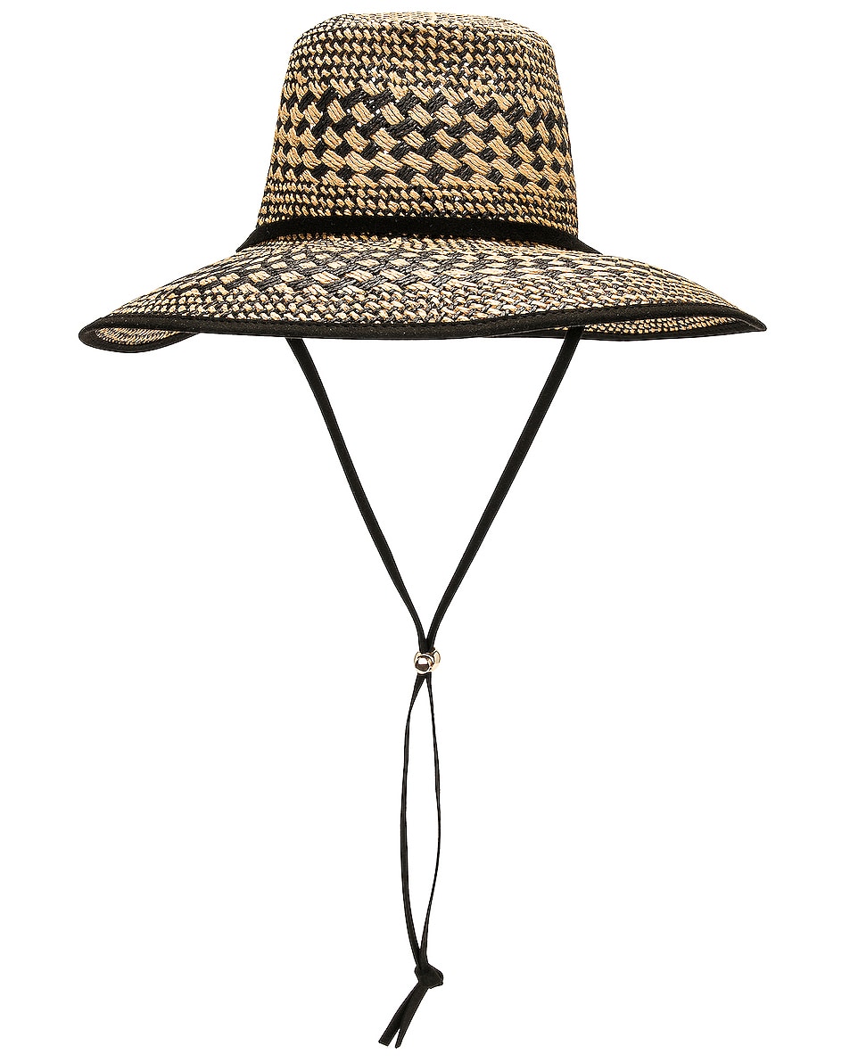 Image 1 of Lele Sadoughi Brielle Checkered Straw Hat in Neutral Night