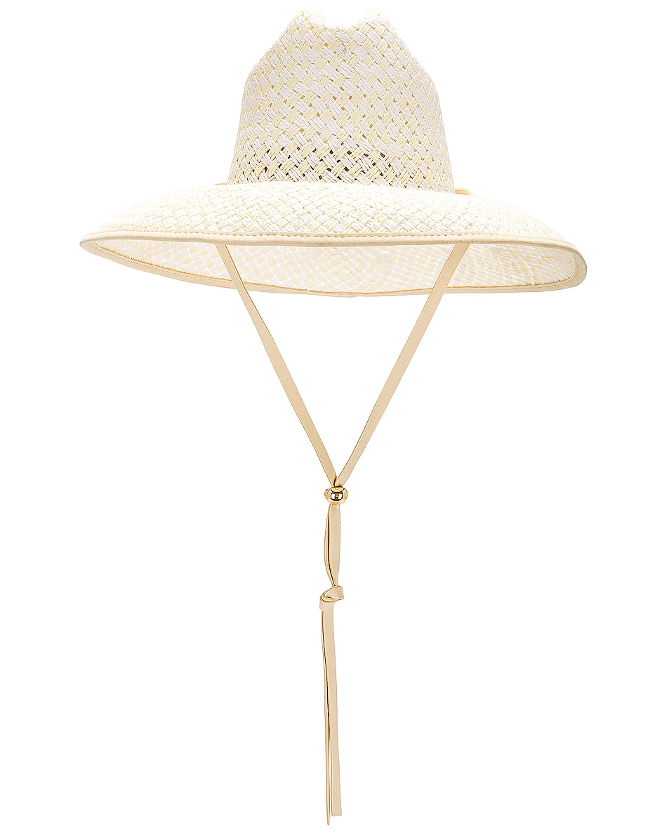 Image 1 of Lele Sadoughi Straw Checkered Hat in White Washed