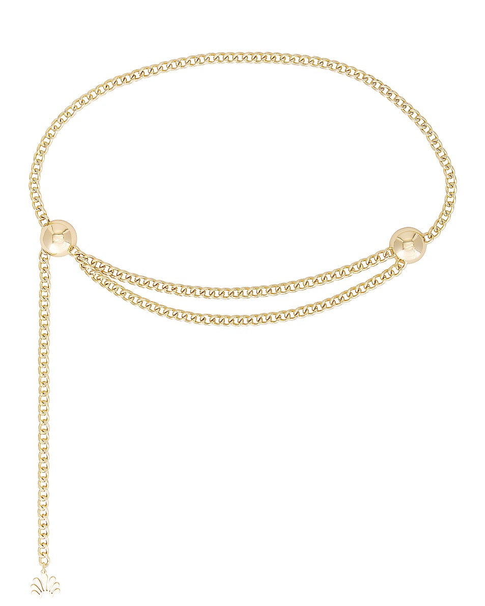 Image 1 of Lele Sadoughi Logo Chain Belt in Gold