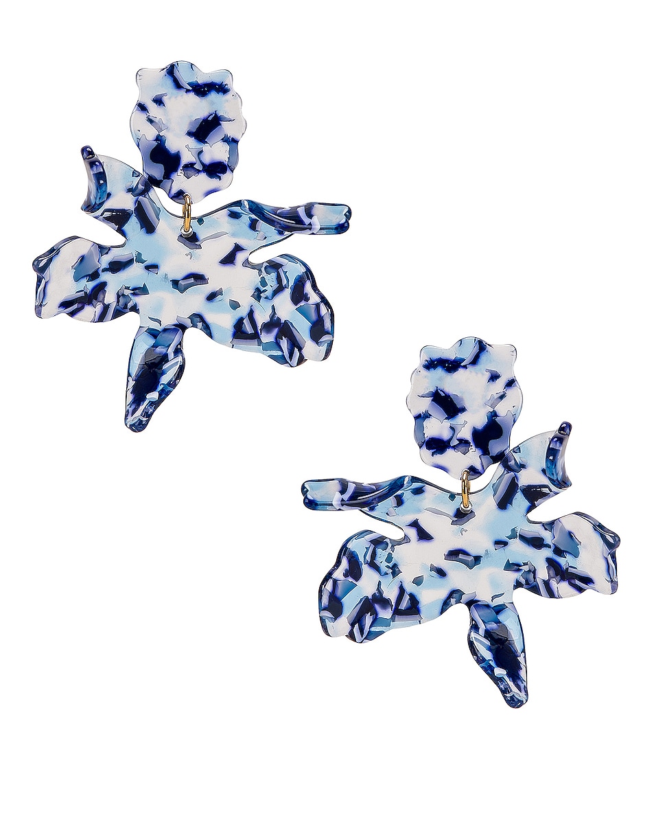 Lele Sadoughi Paper Lily Earrings in Ocean Blue | FWRD