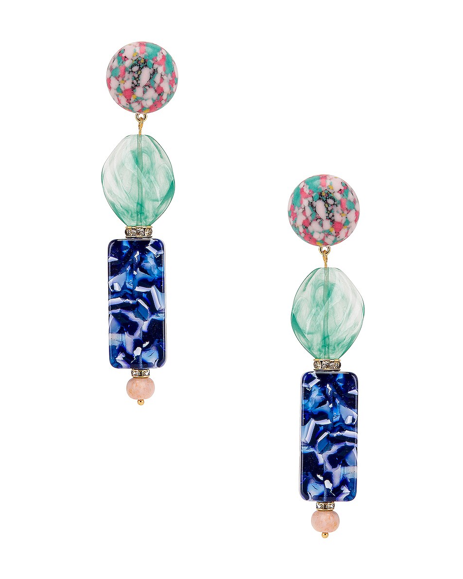 Image 1 of Lele Sadoughi Stacked Stone Earrings in Ocean Blue