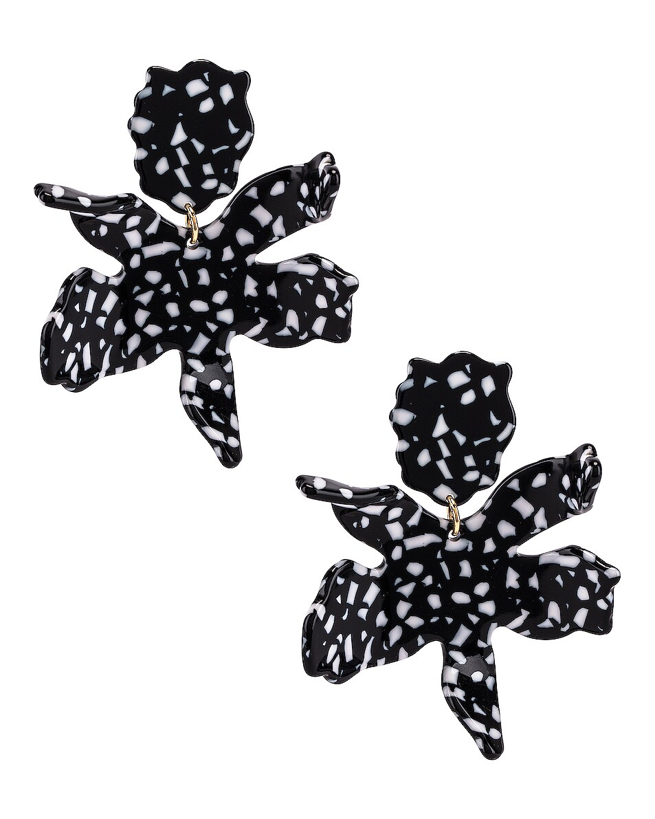 Image 1 of Lele Sadoughi Paper Lily Earrings in Black Terrazzo