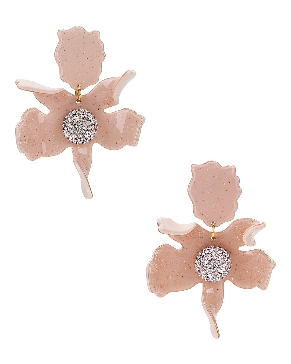 Image 1 of Lele Sadoughi Crystal Lily Pierced Earrings in Dusty Pink