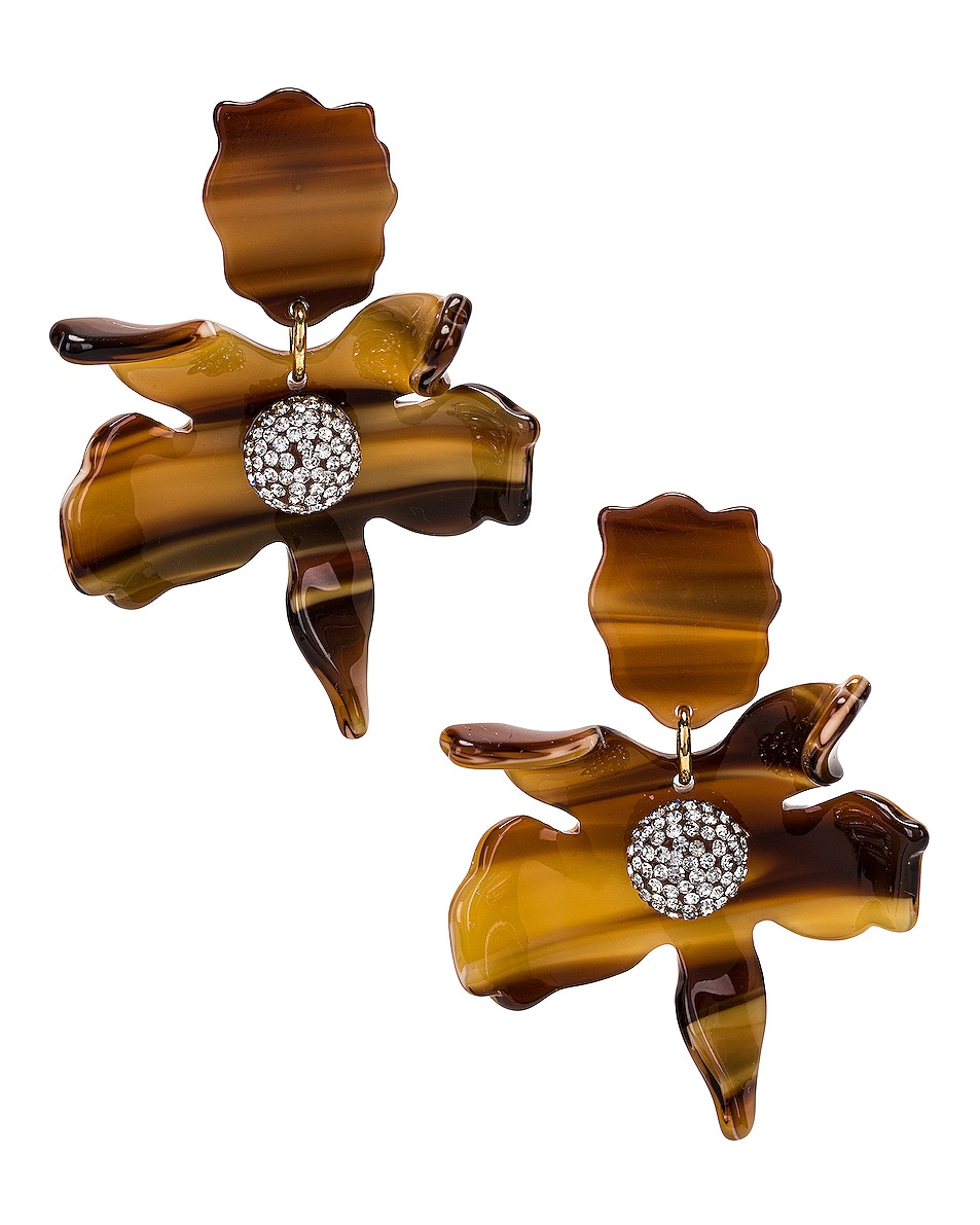 Image 1 of Lele Sadoughi Small Crystal Lily Earrings in Tigers Eye