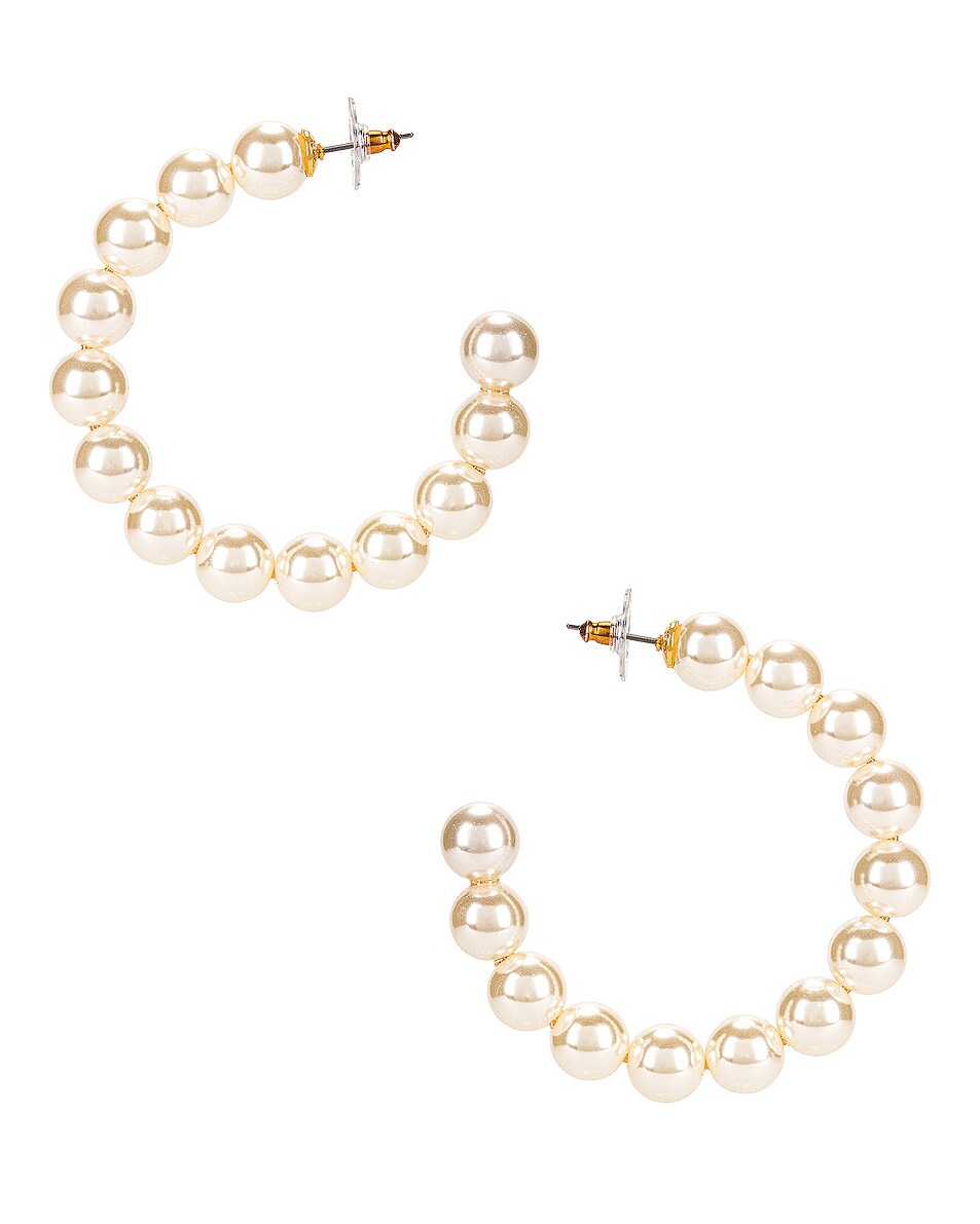 Image 1 of Lele Sadoughi Stardust Pearl Hoop Earrings in Pearl