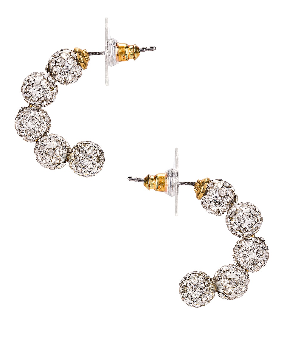 Image 1 of Lele Sadoughi Crystal Huggie Hoop Earrings in Crystal