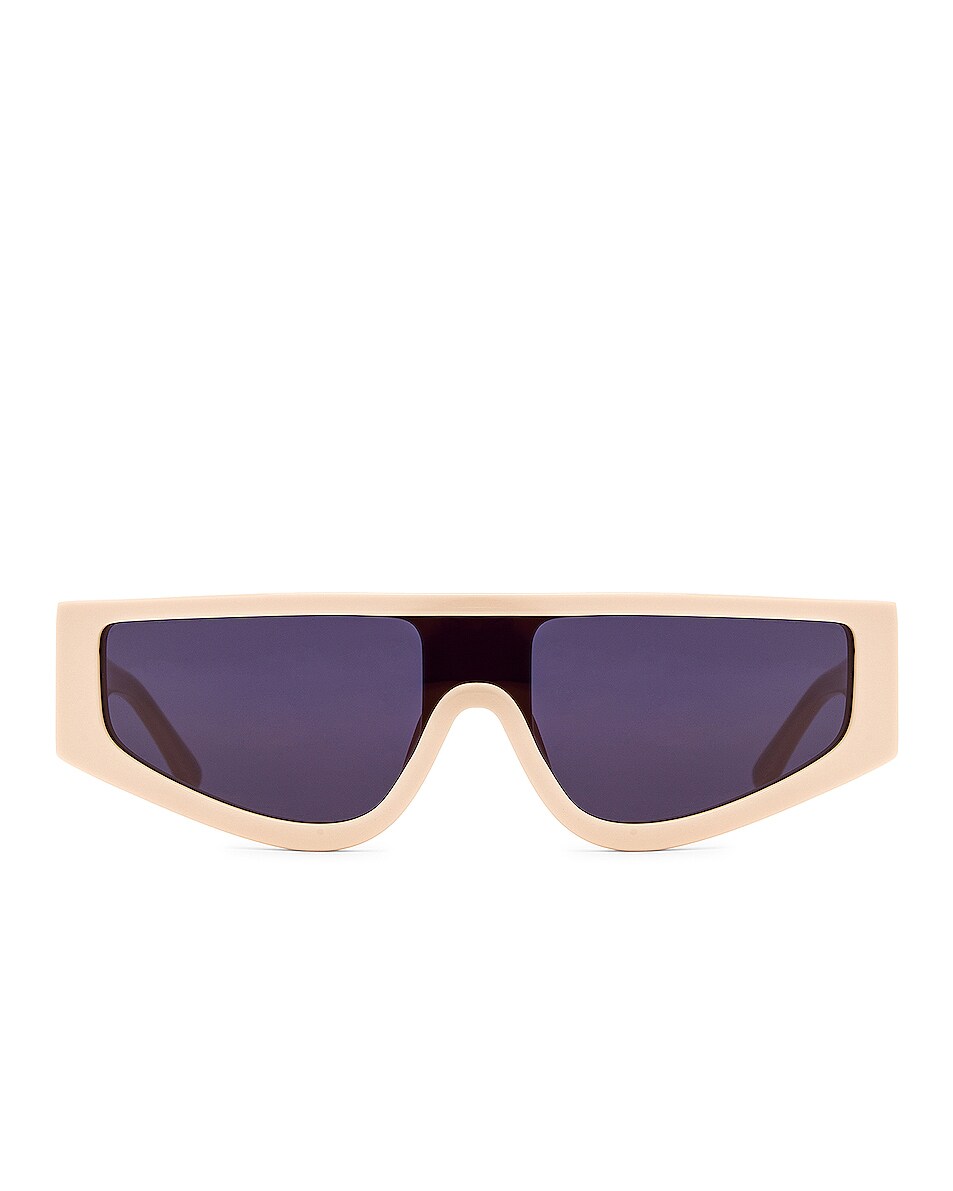 Image 1 of Magda Butrym Shield Sunglasses in Cream & Yellow Gold