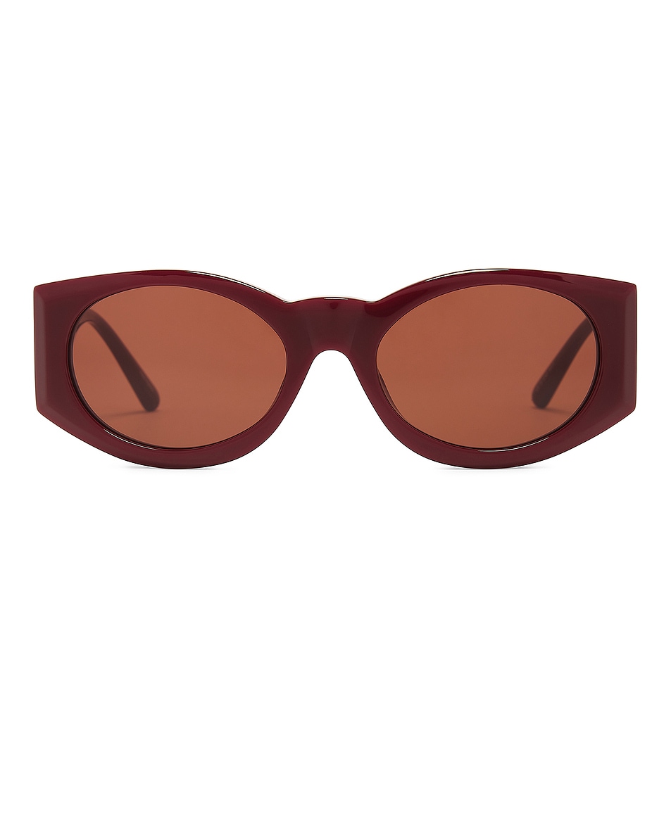 Image 1 of Magda Butrym Round Sunglasses in Burgundy & Silver