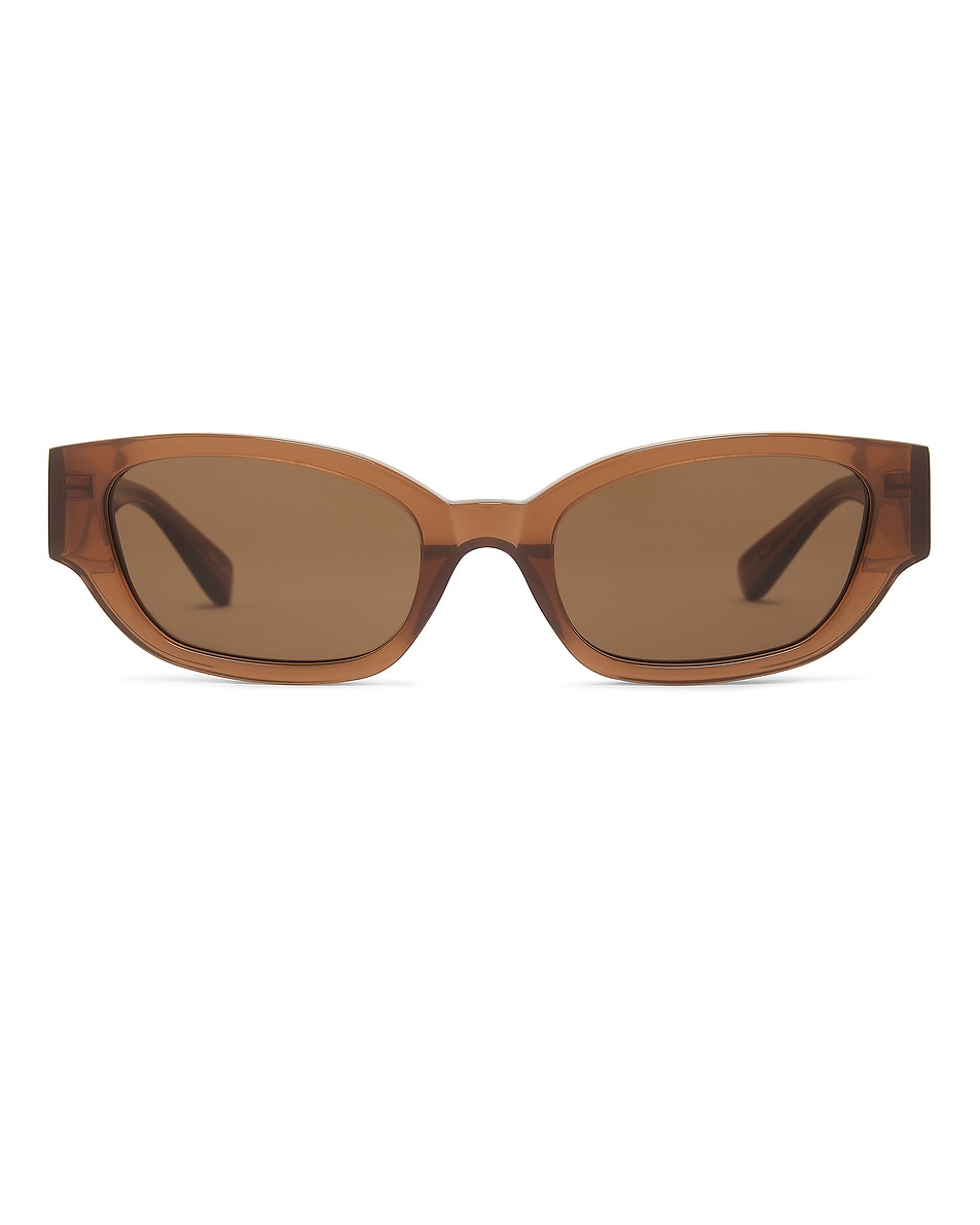 Image 1 of Magda Butrym Cat Eye Sunglasses in Brown, Silver, & Brown