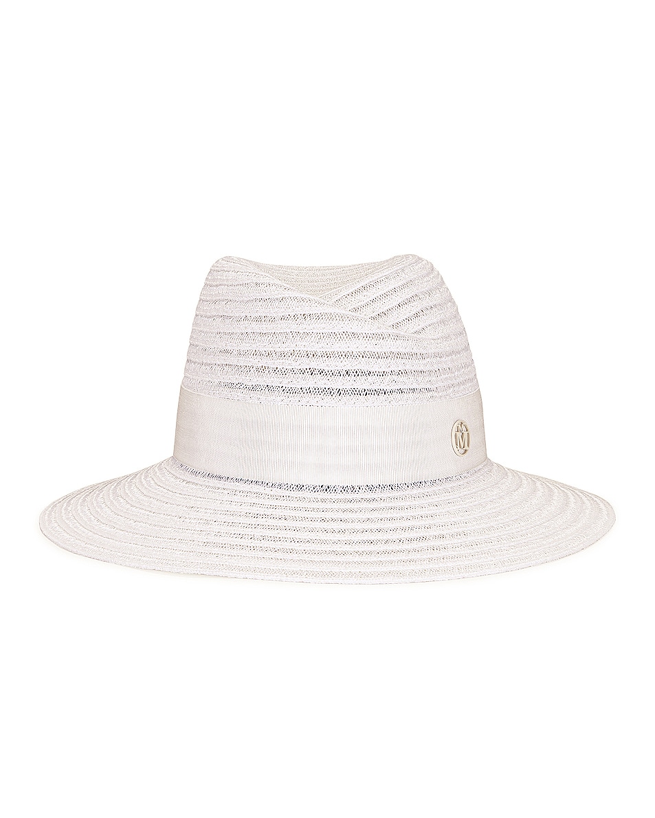 Image 1 of Maison Michel Virginie Straw Timeless Colored Canapa Hat in White