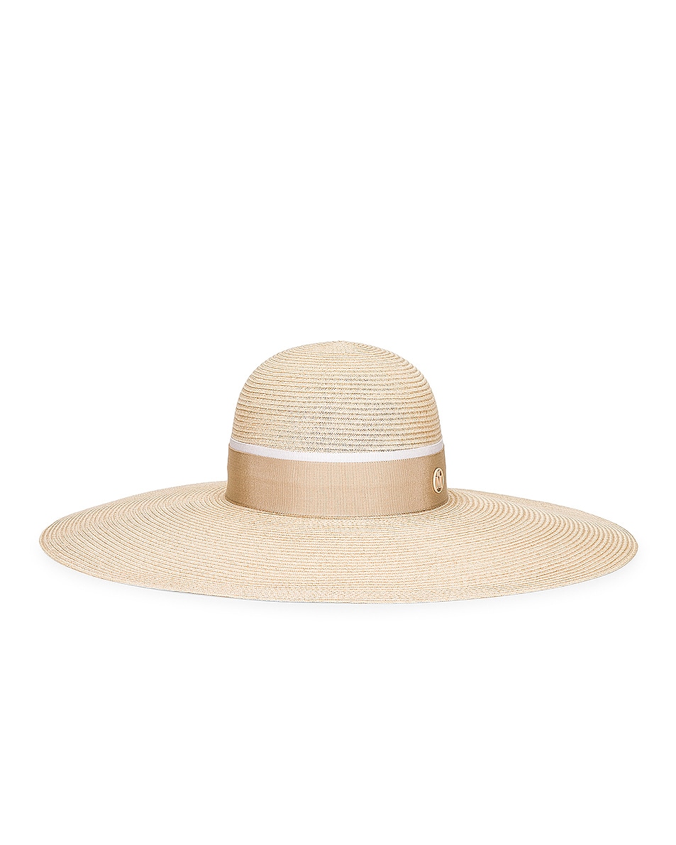 Image 1 of Maison Michel Blanche Straw Timeless Thin Canapa Hat in Natural Beige