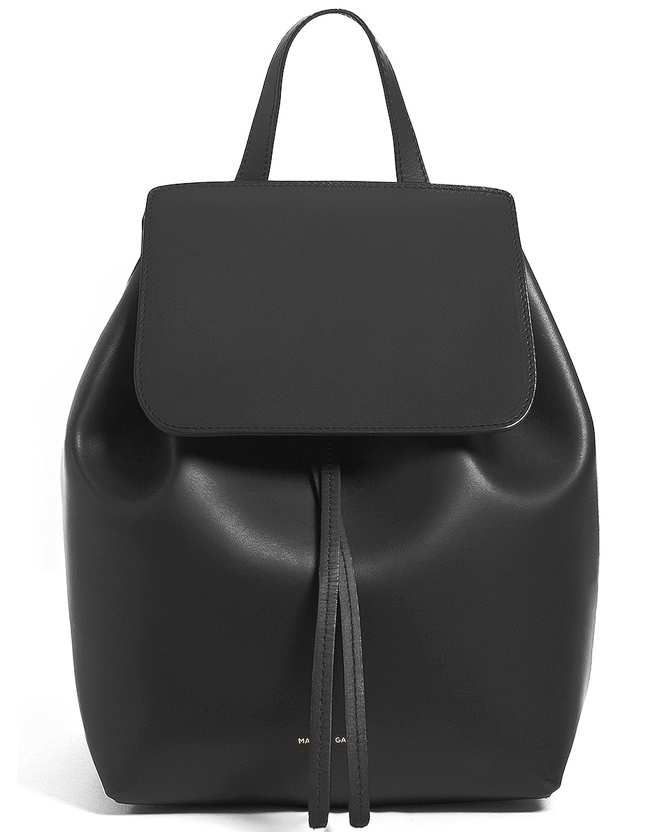 Image 1 of Mansur Gavriel Coated Mini Backpack in Black & Flamma