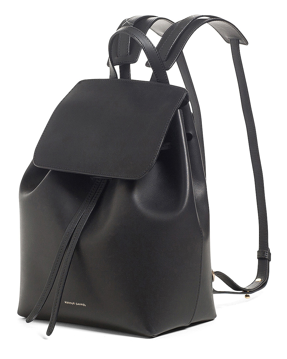 Mansur Gavriel Coated Mini Backpack in Black & Flamma | FWRD