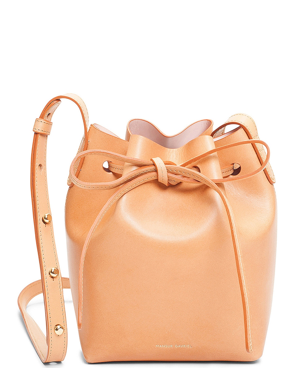 Image 1 of Mansur Gavriel Mini Mini Bucket Bag in Cammello & Rosa