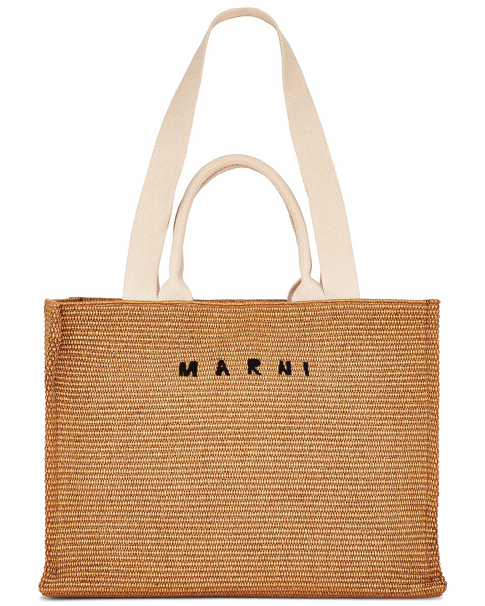 Image 1 of Marni Summer Shopping Bag in Sienna & Natural