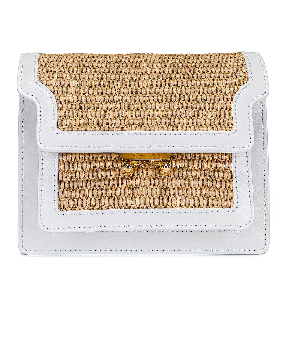 Image 1 of Marni Mini Trunk Soft Bag in Sand Storm & Lily White