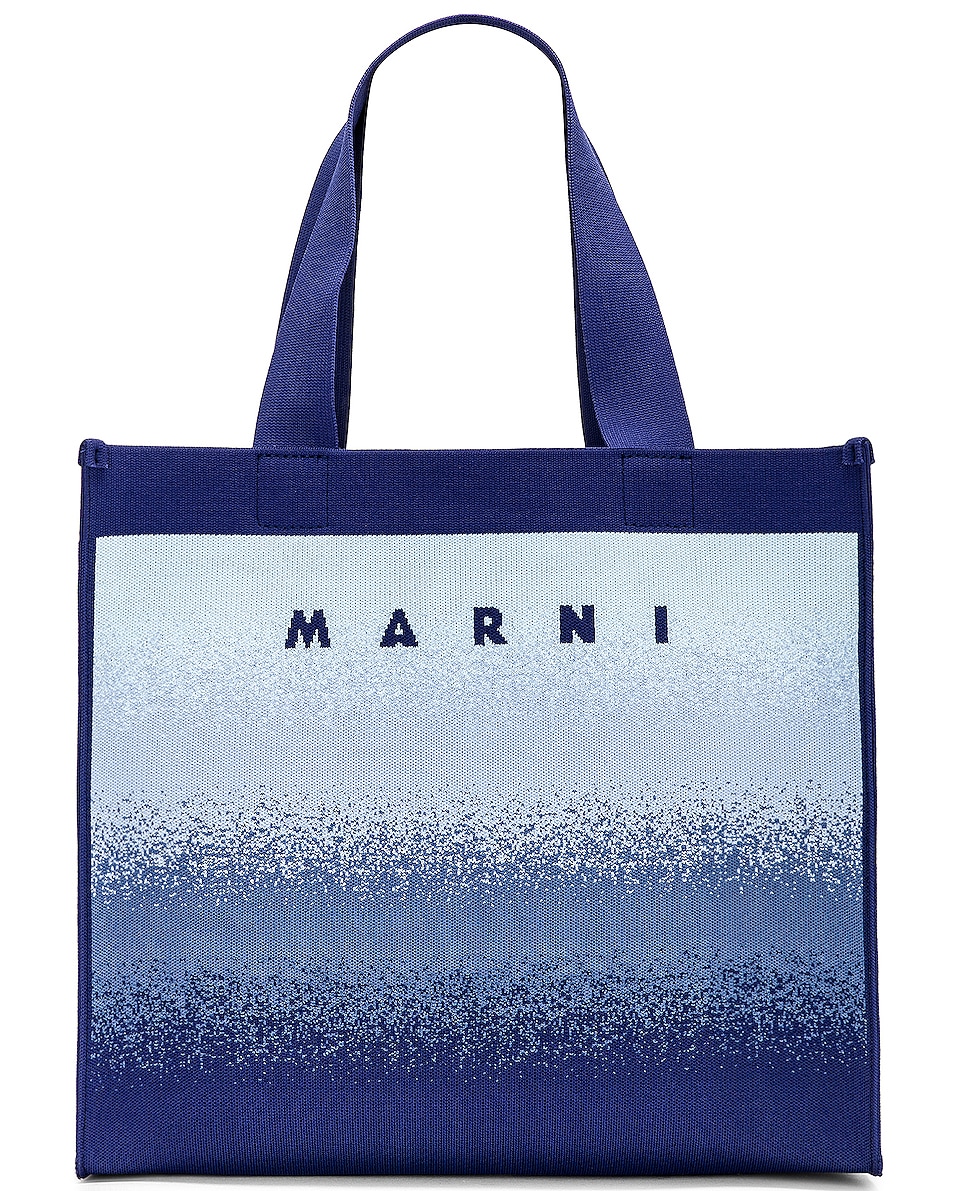 Image 1 of Marni Medium Shopping Tote in Royal, Powder Blue & Sky