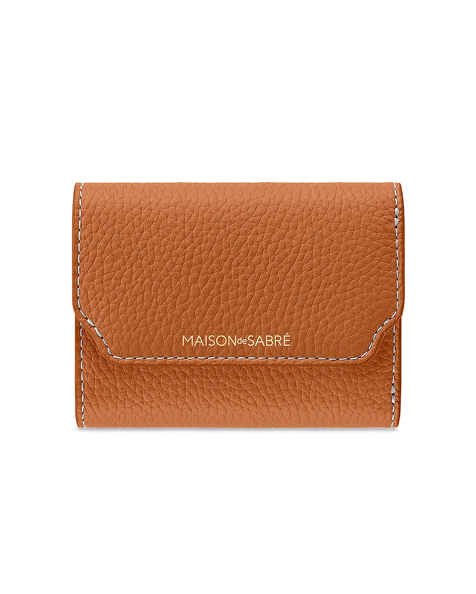 Image 1 of MAISON de SABRÉ MAISON de SABR&Eacute; Trifold Wallet in Pecan Brown & Saharan Nude