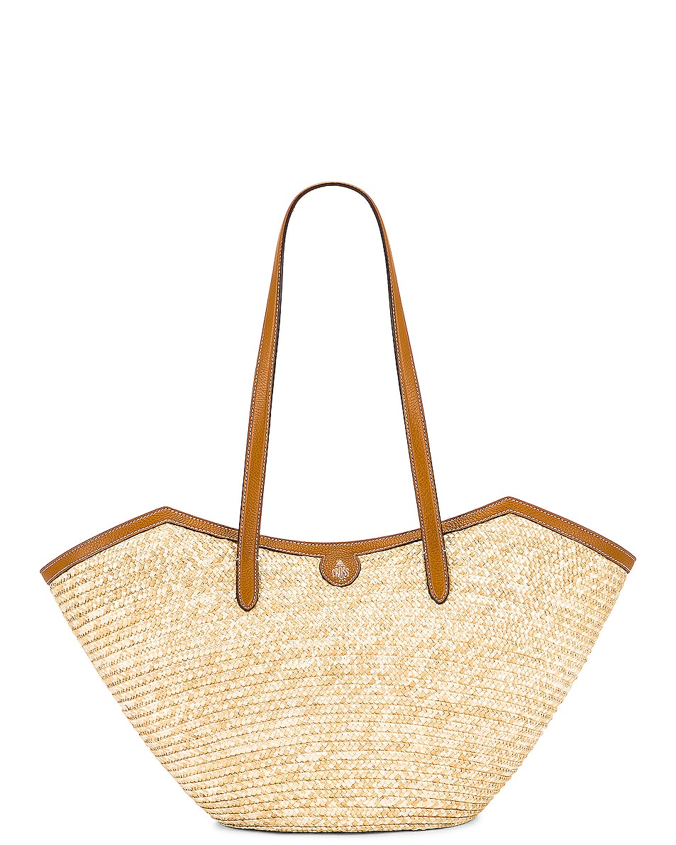Image 1 of Mark Cross Madeline Straw Basket Bag in Luggage