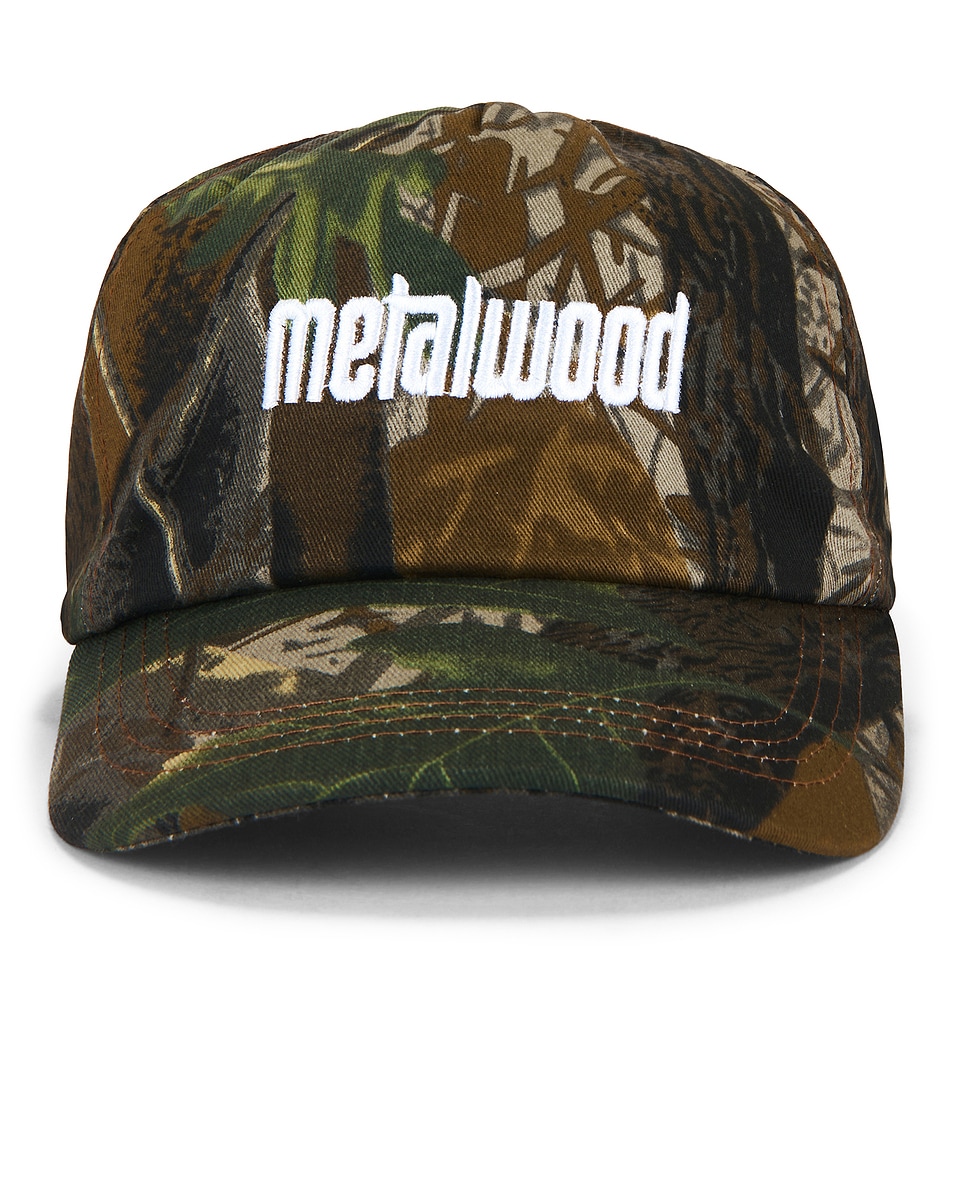Image 1 of Metalwood Studio Metal Logo 5 Panel Hat in Camo