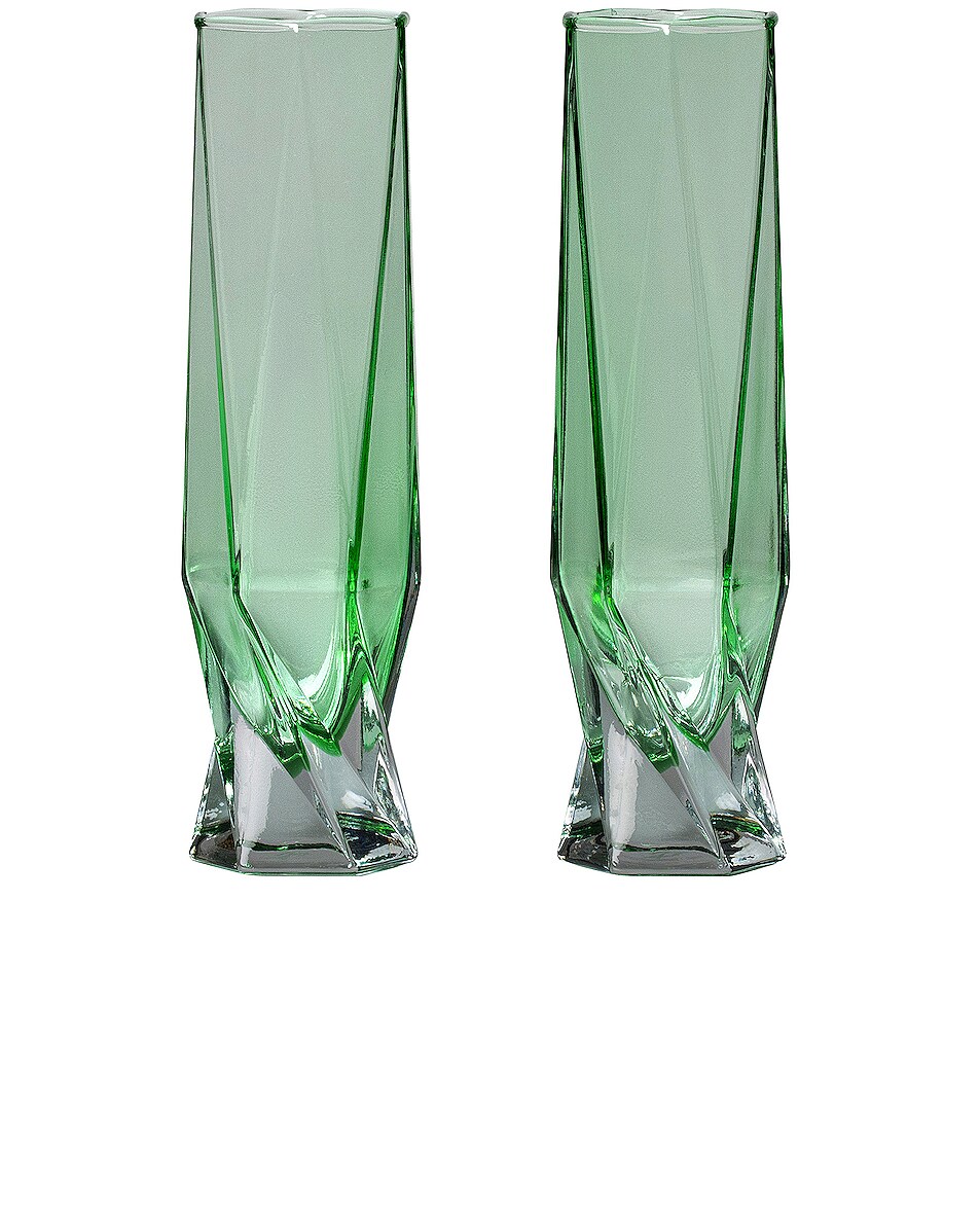 Image 1 of MAX ID NY for FWRD Champagne Flute Set in Light Green