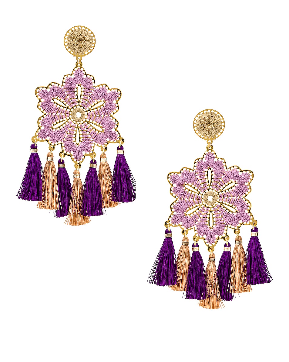 Image 1 of Mercedes Salazar Hibiscus Earrings in Lilac