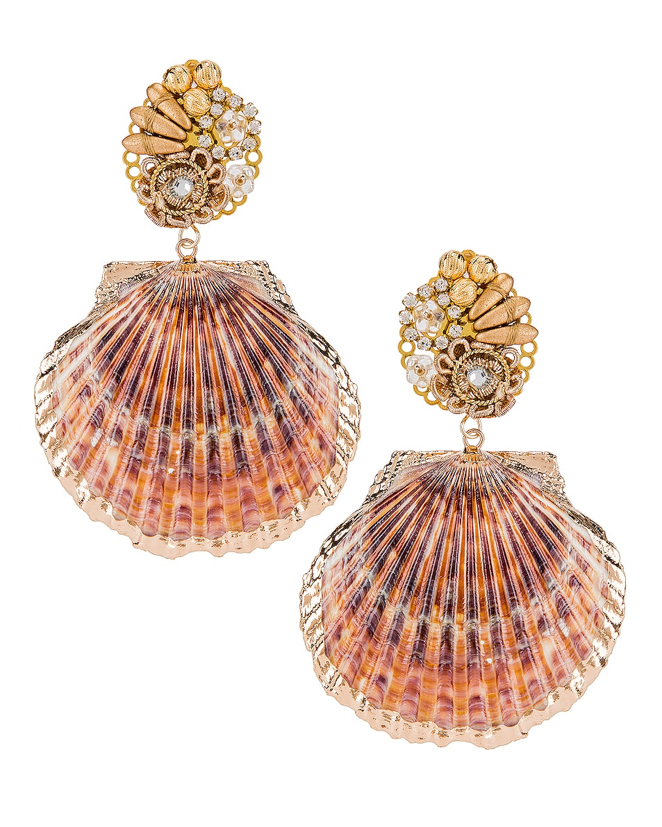 Image 1 of Mercedes Salazar Fiesta Shell Earrings in Natural