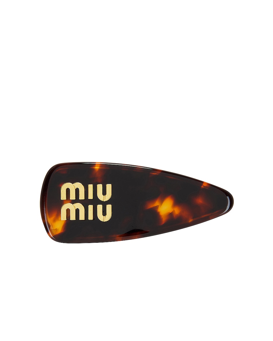 Image 1 of Miu Miu Hair Clip in Oro Tartaruga