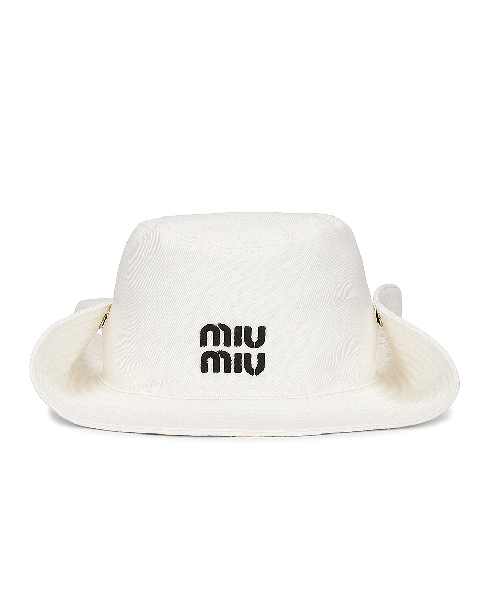 Image 1 of Miu Miu Cowboy Hat in Bianco & Nero