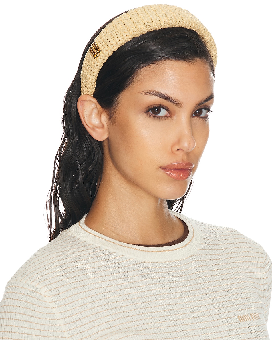 Miu Miu Crochet Headband in Naturale | FWRD