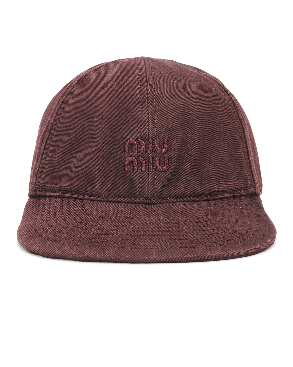 Image 1 of Miu Miu Logo Hat in Amaranto