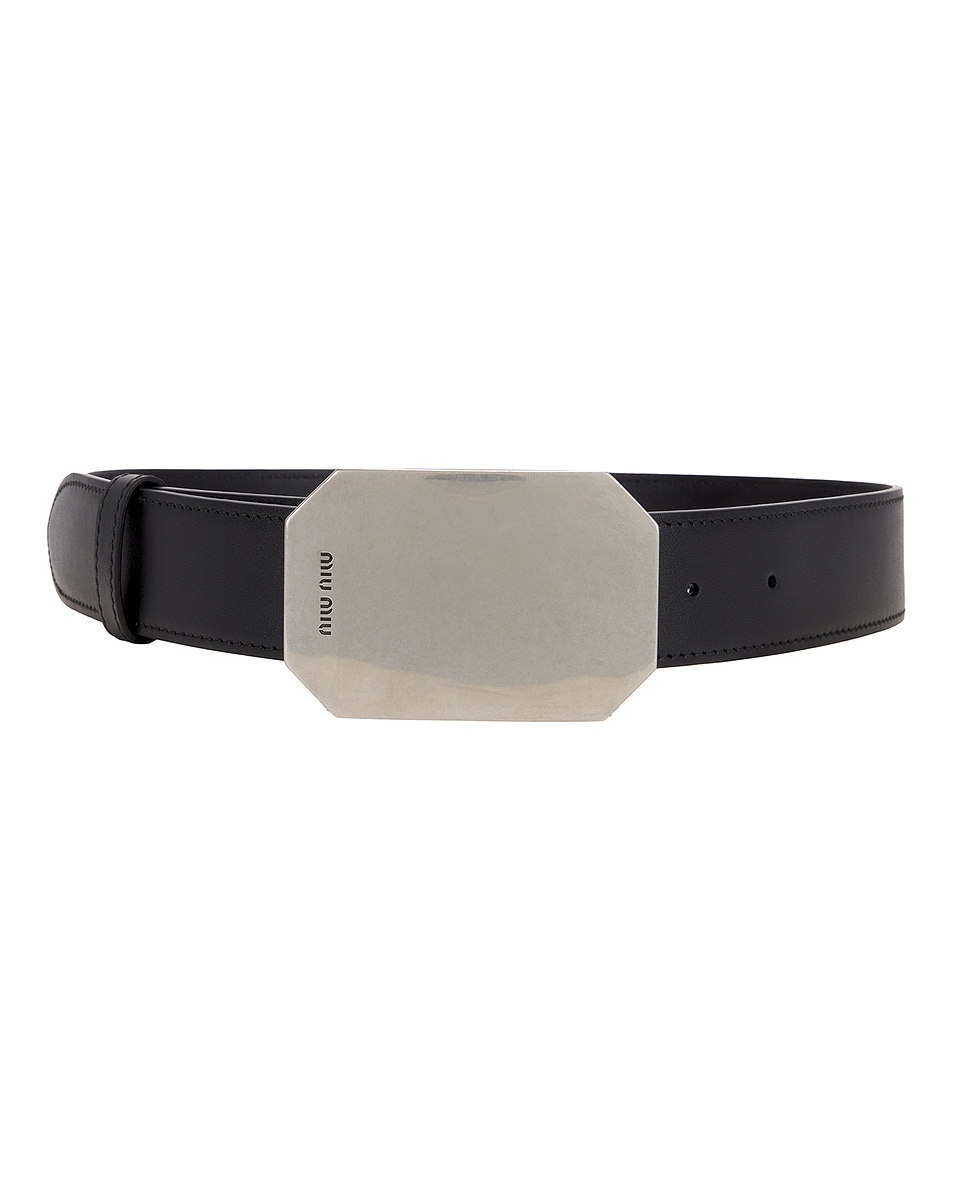 Image 1 of Miu Miu City Calf Metal Belt in Nero