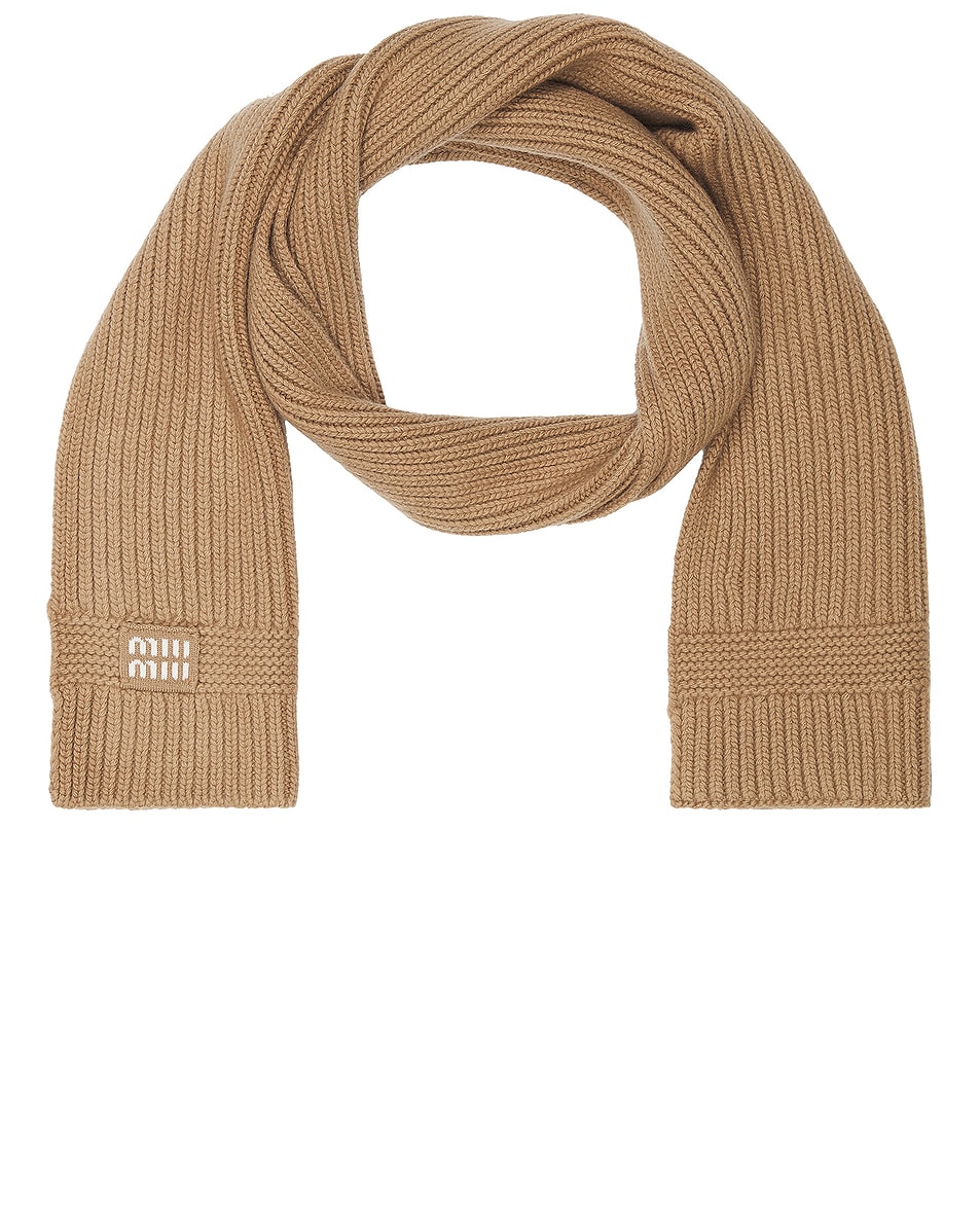 Image 1 of Miu Miu Blanket Scarf in Camel