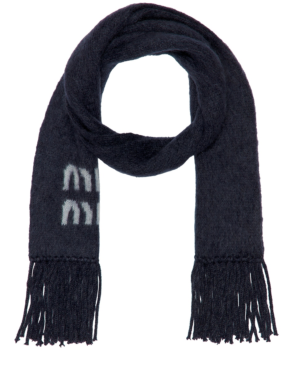 Image 1 of Miu Miu Mohair Blanket Scarf in Blue