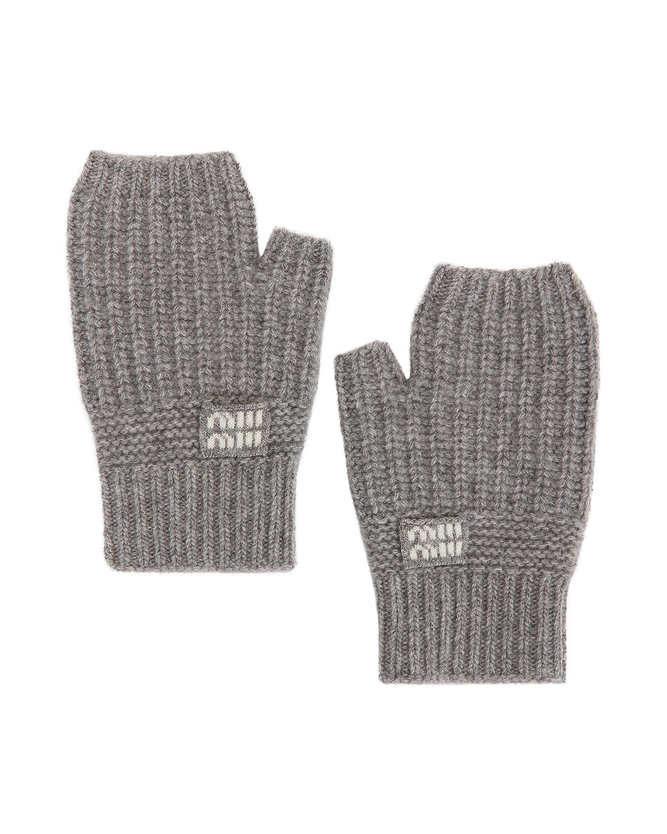 Image 1 of Miu Miu Fingerless Mittens in Grey