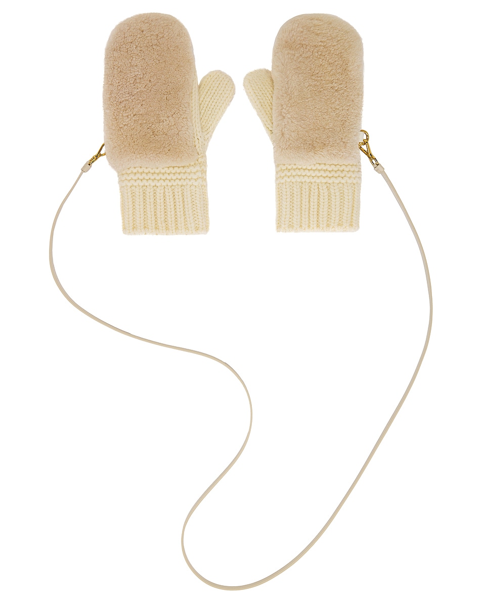 Image 1 of Miu Miu Mittens With Strap in White