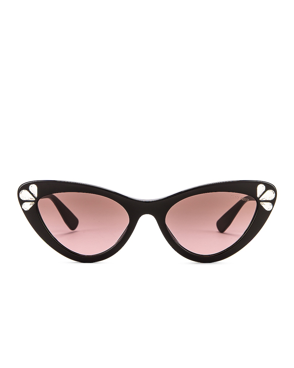 Image 1 of Miu Miu Cat Eye Sunglasses in Black & Crystals
