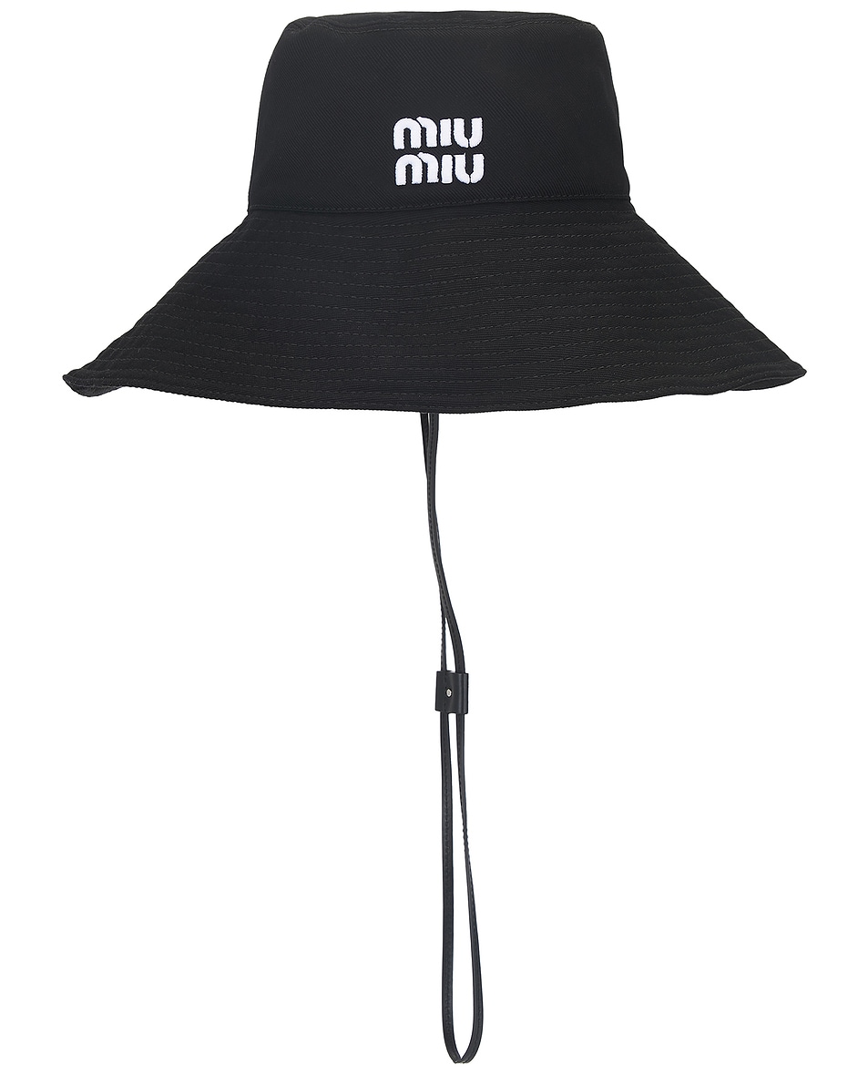 Image 1 of Miu Miu Sun Hat in Nero & Bianco