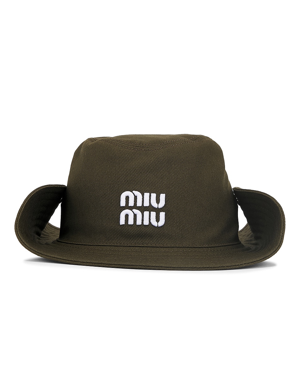 Image 1 of Miu Miu Sun Hat in Foresta & Bianco