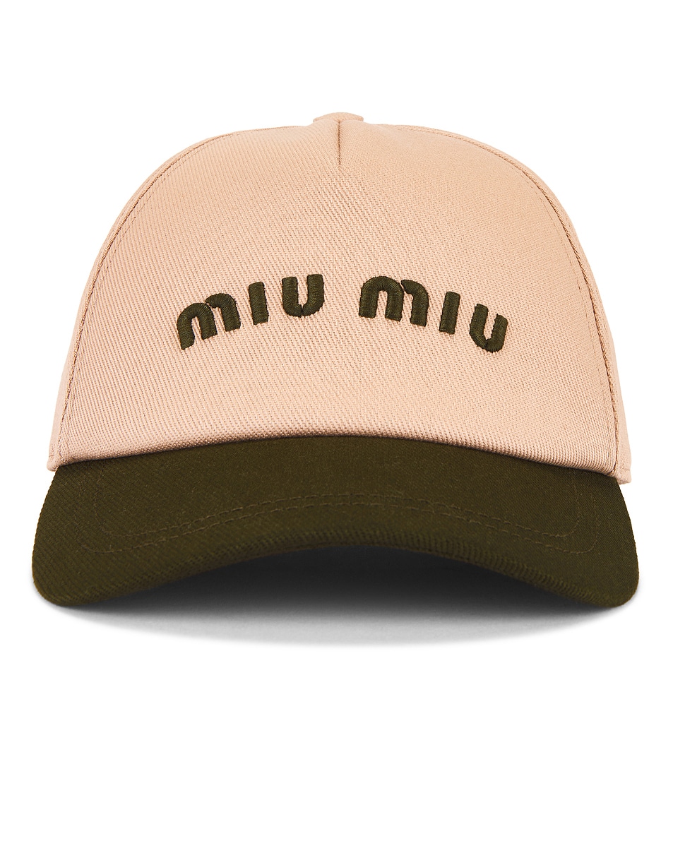 Image 1 of Miu Miu Baseball Hat in Orchidea & Military