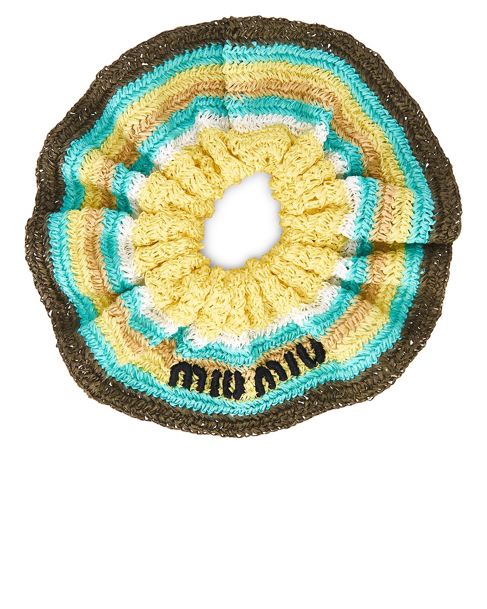 Image 1 of Miu Miu Crochet Scrunchie in Tundra, Limone, & Naturale