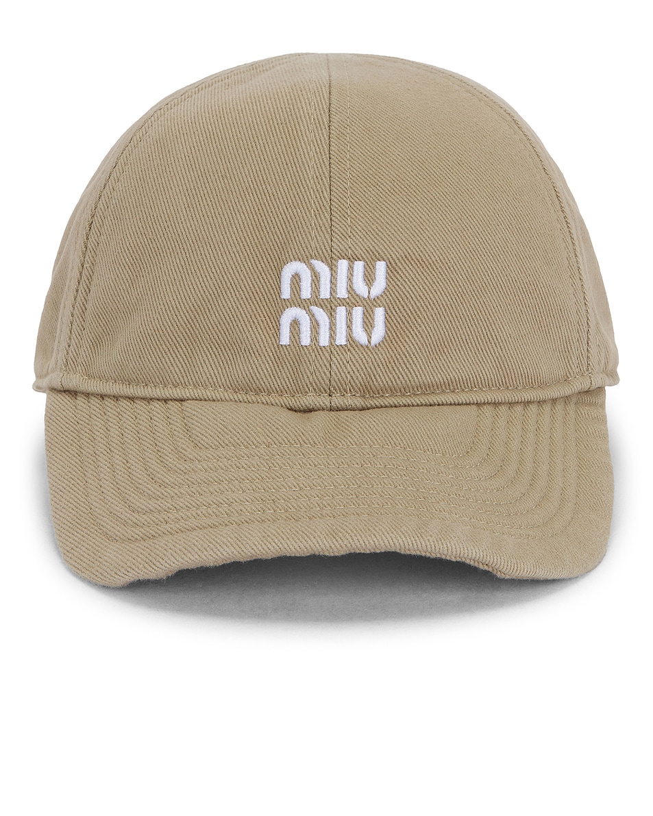 Image 1 of Miu Miu Baseball Cap in Beige & Amaranto