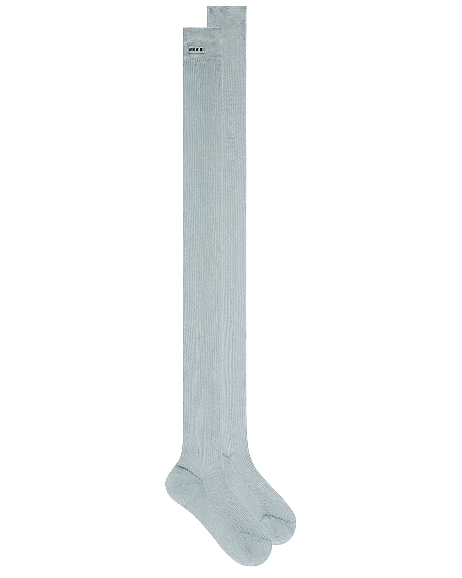 Image 1 of Miu Miu Knee High Socks in Astro