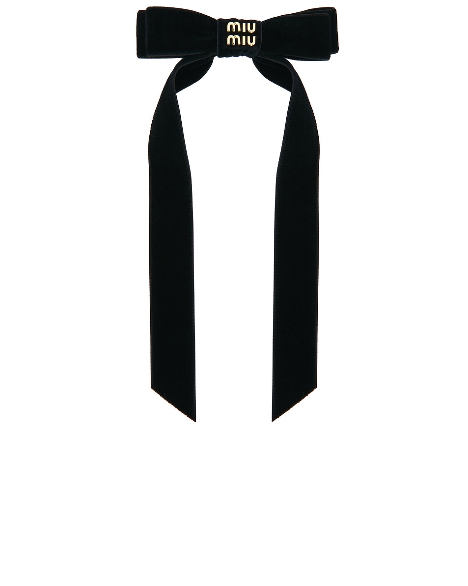 Image 1 of Miu Miu Velluto Hair Clip in Nero
