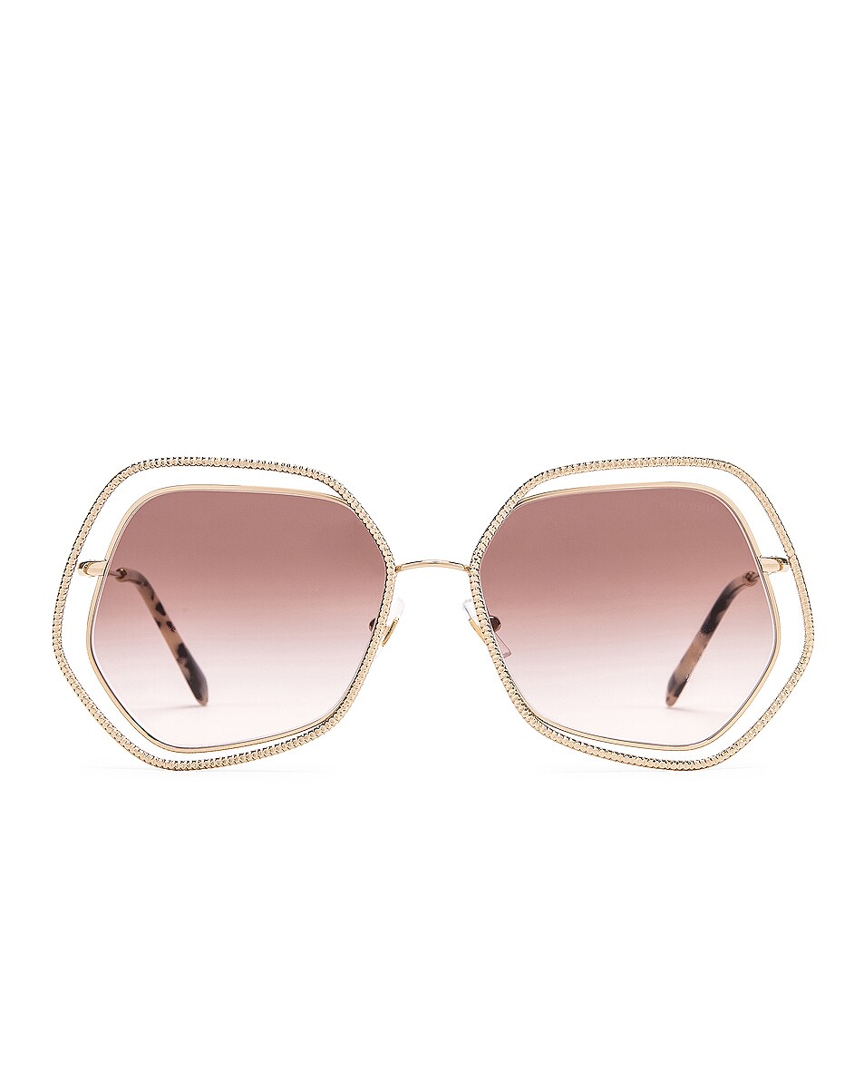 Image 1 of Miu Miu La Mondaine Sunglasses in Gold & Brown